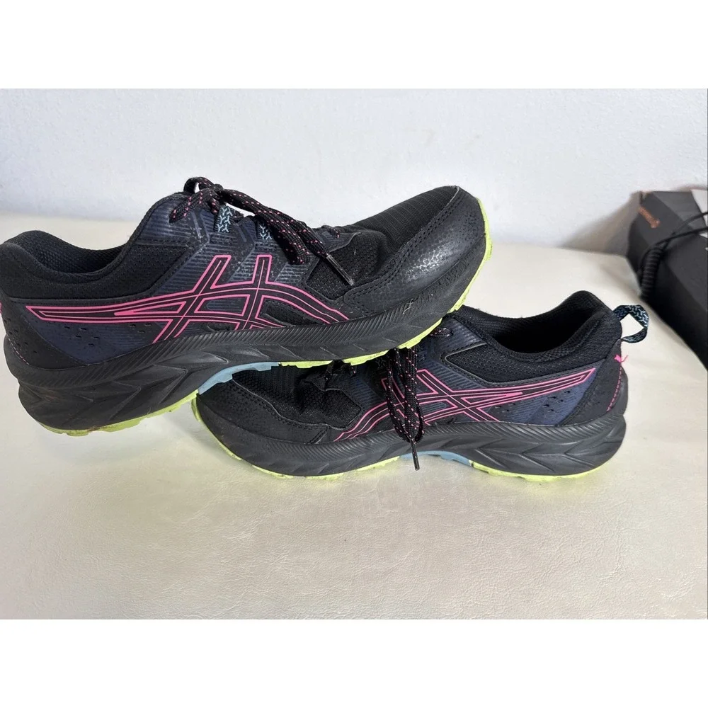 ASICS Gel-Venture 9 Women's sz 10 Trail Running Shoes Black/Pink – Great